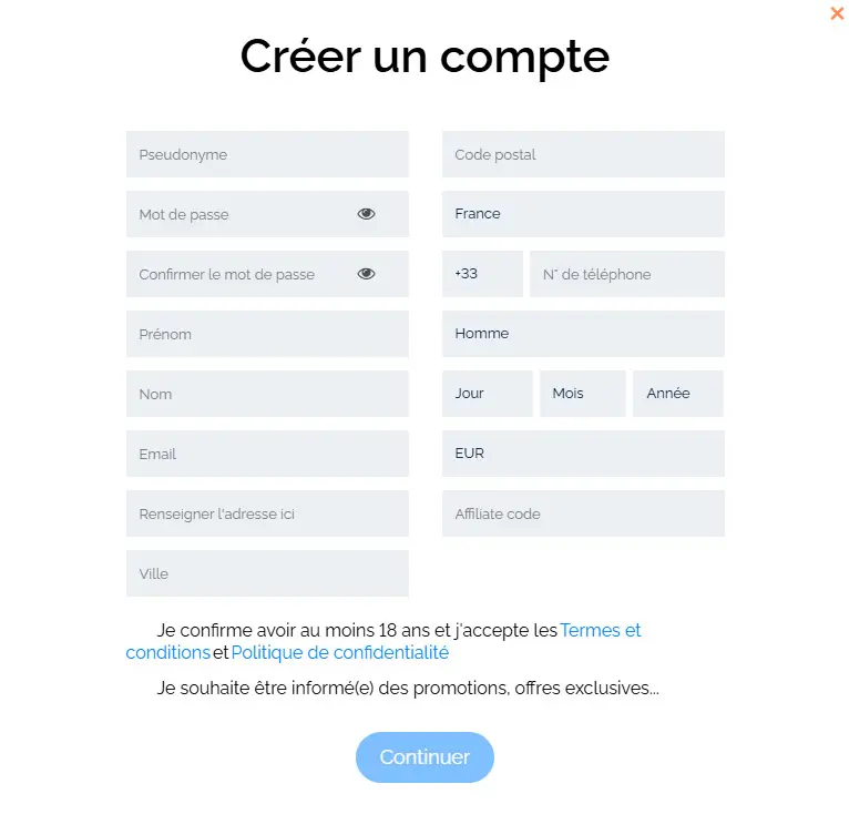 Processus d'inscription Spin Granny Casino
